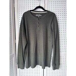 North River Outfitters Mens XL Green Long SLV Cotton Henley Shirt Waffle Thermal